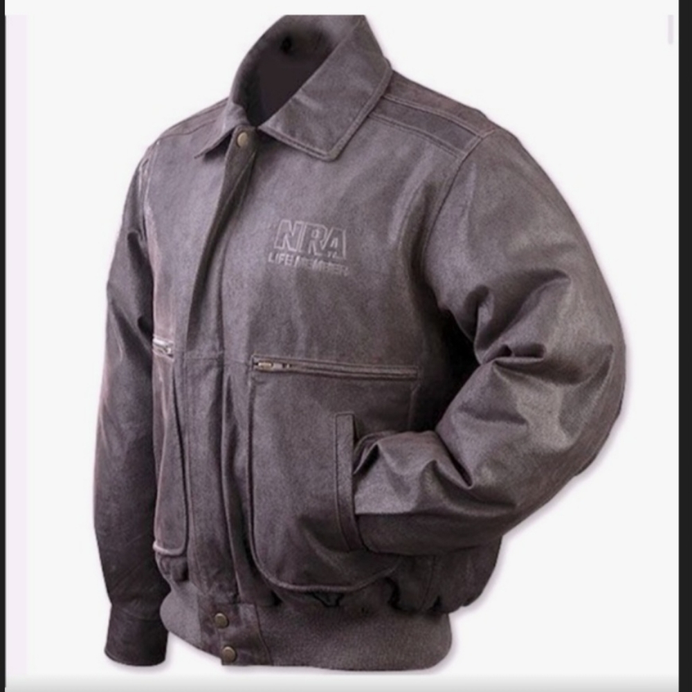 NWT Burks Bay NRA Exclusive Life Member  Leather Bomber Jacket